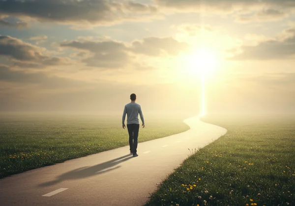 A person confidently taking a first step towards positive change