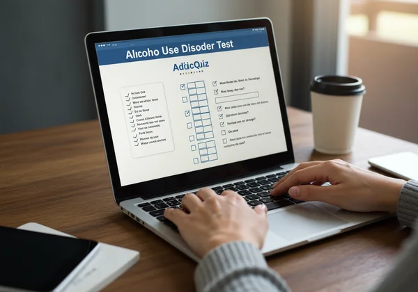 User taking a confidential online alcohol addiction test