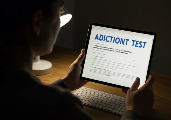 Person privately taking confidential porn addiction test